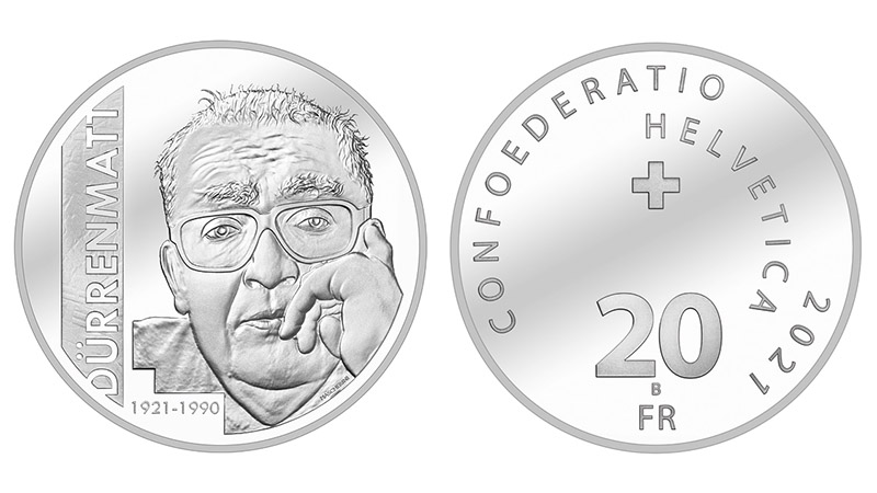 20 Franken Gedenkmünze 2021 100 Jahre Friedrich Dürrenmatt