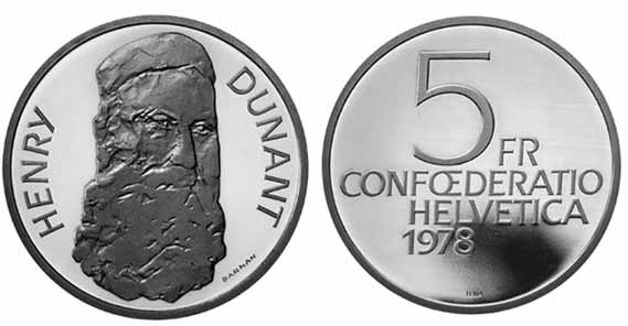 5 Franken Gedenkmünze 1978 Henry Dunant