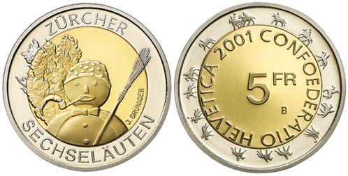 5 Franken Gedenkmünze 2001 Sechseläuten